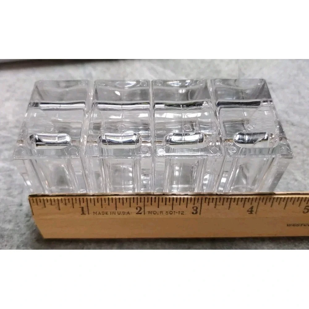Vtg‎ Lillian Vernon Napkin Rings Holders Bud Vases Clear Lucite Modern Set of 4